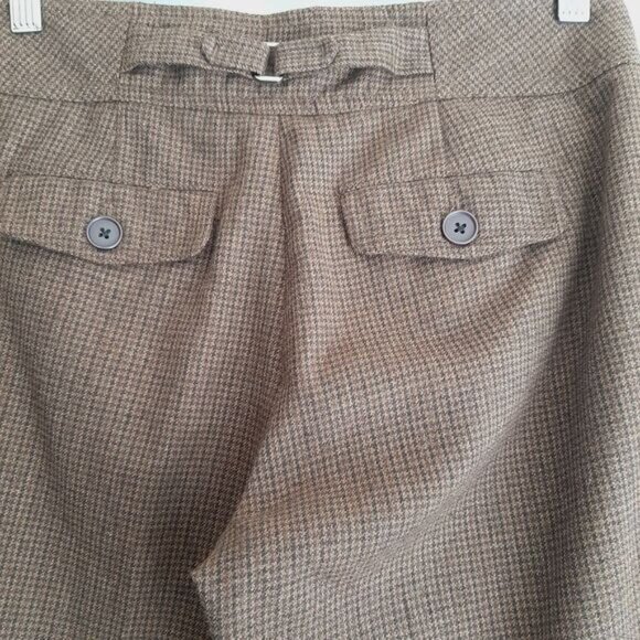 CARTONNIER / Anthropolgie Cropped Cuffed Pants Brown Houndstooth Sz 2 Flawed - Picture 10 of 14